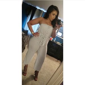 Strapless Striped Jumpsuit